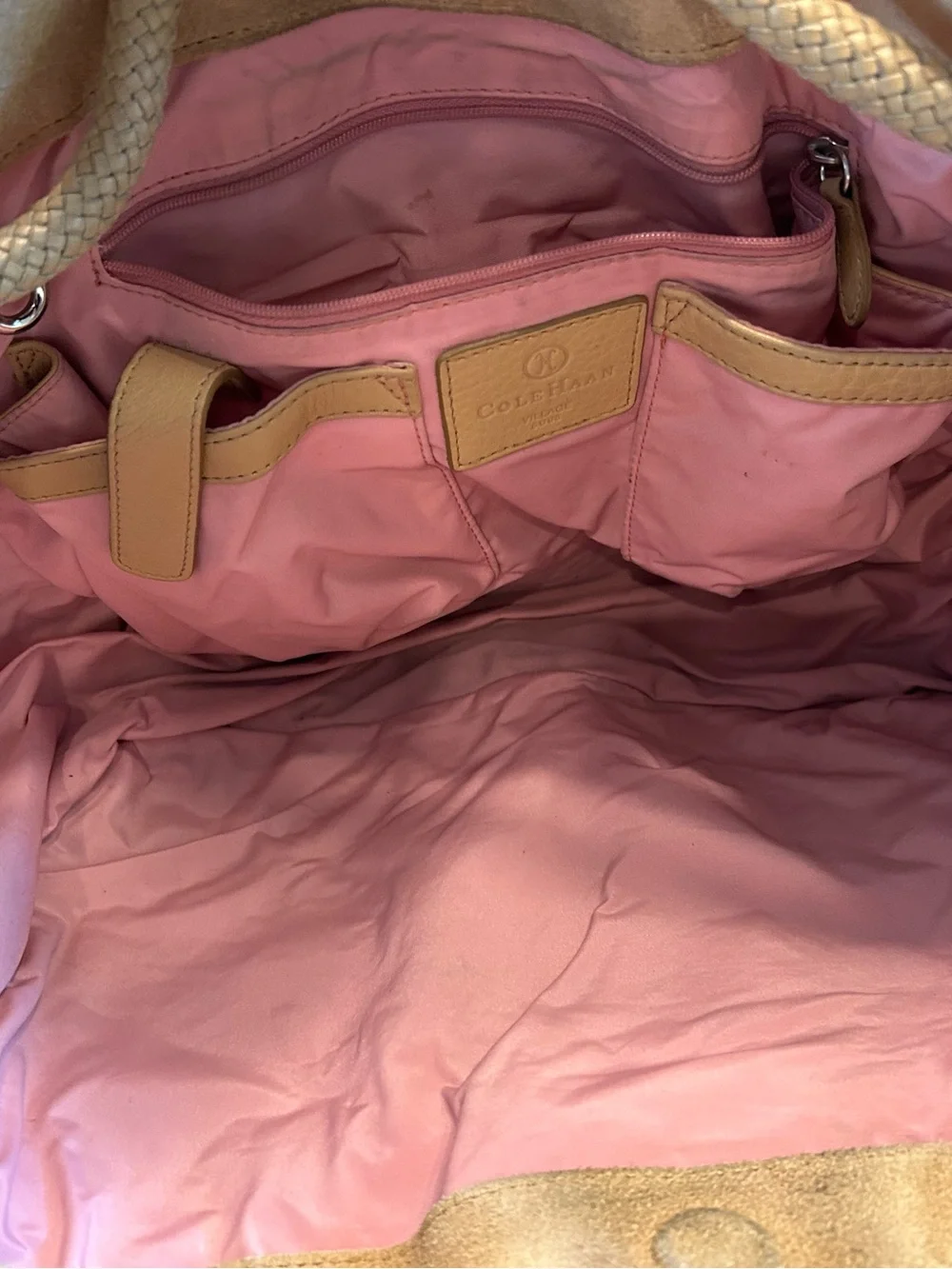 Cole Haan Leather Shoulder Hobo Bag - Tan